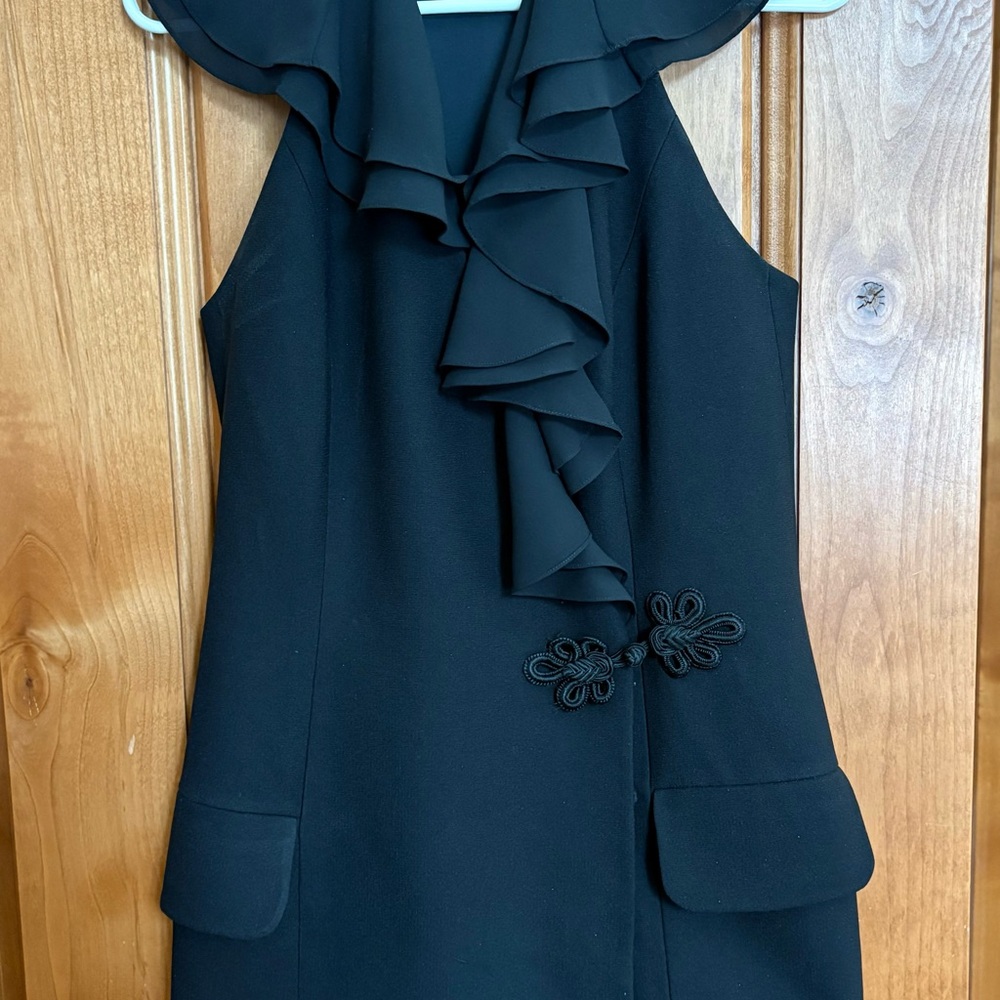 Bill Blass Black Mini Dress with Ruffle Detail